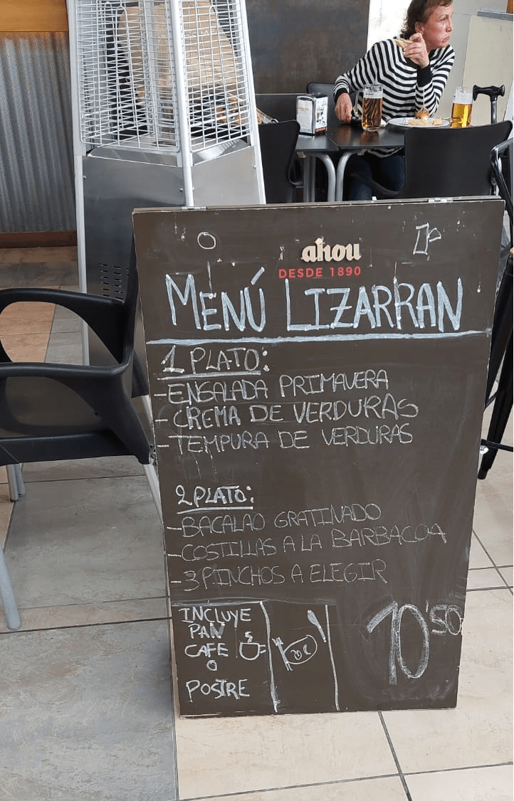 Chalkboard with menu del dia in Spain